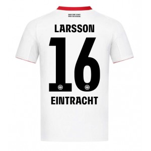 Eintracht Frankfurt Hugo Larsson #16 Jalkapallovaatteet Vieraspaita 2025-26 Lyhythihainen